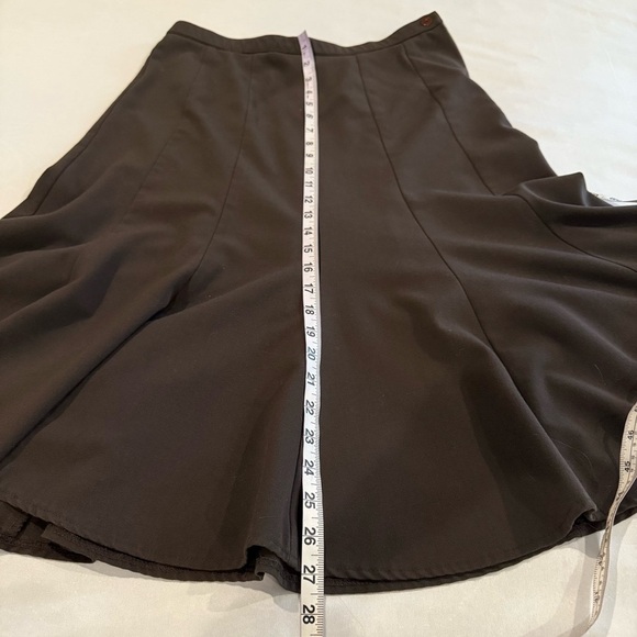Laura Petite Flare Skirt A-Line Brown Midi Flowy Side Zipper Office Size 8 - Picture 8 of 10